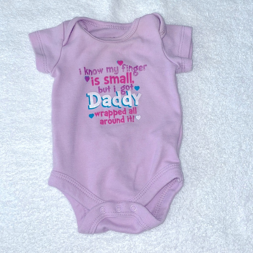 Lavender daddy wrapped around my finger onsie